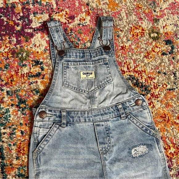 OshKosh B'Gosh Baby Girls' Rip & Repair Denim Overall ‎  3T - Picture 3 of 11